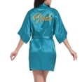 thumbnail image 5 of snilers Robes for Women Silky Satin Kimono Bathrobe Glitter Bride Letter Print Lightweight Sleepwear Wedding Party Loose Nightgown, 5 of 6