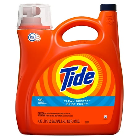 Tide HE Liquid Laundry Detergent, Clean Breeze, 96 Loads 150 fl oz