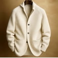 thumbnail image 2 of QHFBli Men's Shawl Collar Knitted Cardigan Sweater Winter Three Button Casual Business Wear Comfortable Soft, 2 of 3