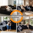 thumbnail image 6 of FFH 145.7" Modular Sectional Sofa with Double Chaise Lounge, U Shaped Cloud Couch with Cup Holders, Storage Console for Living Room, Home Theater, Corduroy Black, 6 of 9