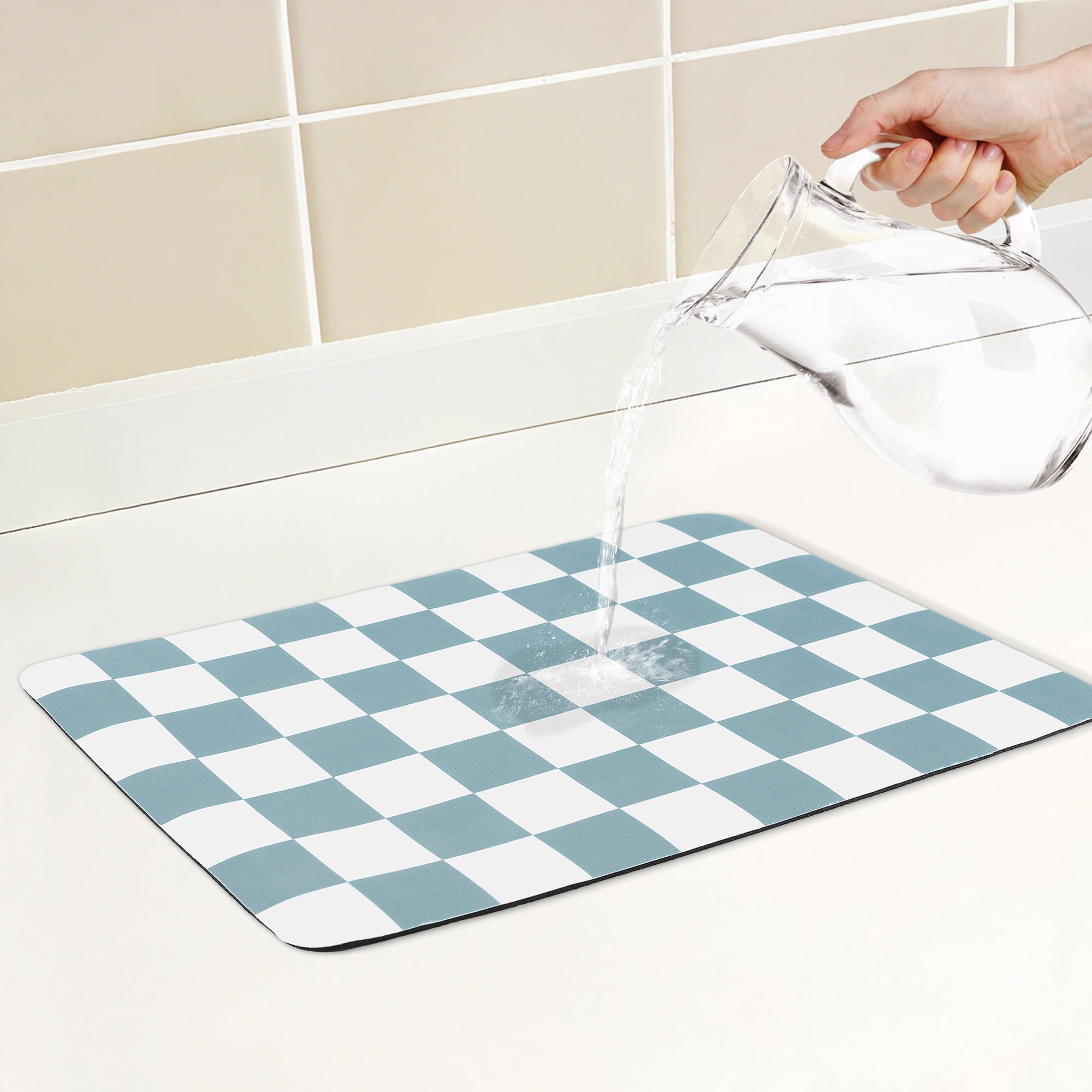 Unique Bargains Diatomaceous Stone Elegant Dish Drying Mat Green 15.7*11.8 inch
