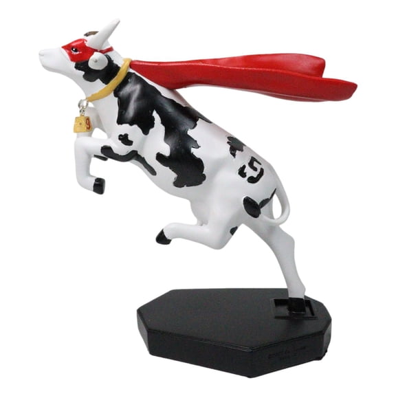 Cow Parade Superhero Red Cape Super Cow With Golden Bell Collector's Figurine