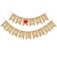thumbnail image 1 of ESTAMOS ESPERANDO Bandera de arpillera con impresión de letras, guirnalda de cola de golondrina, diseño de corazón, banderines de lino, suministros para fiestas de bodas, accesorios decorativos, 1 of 5
