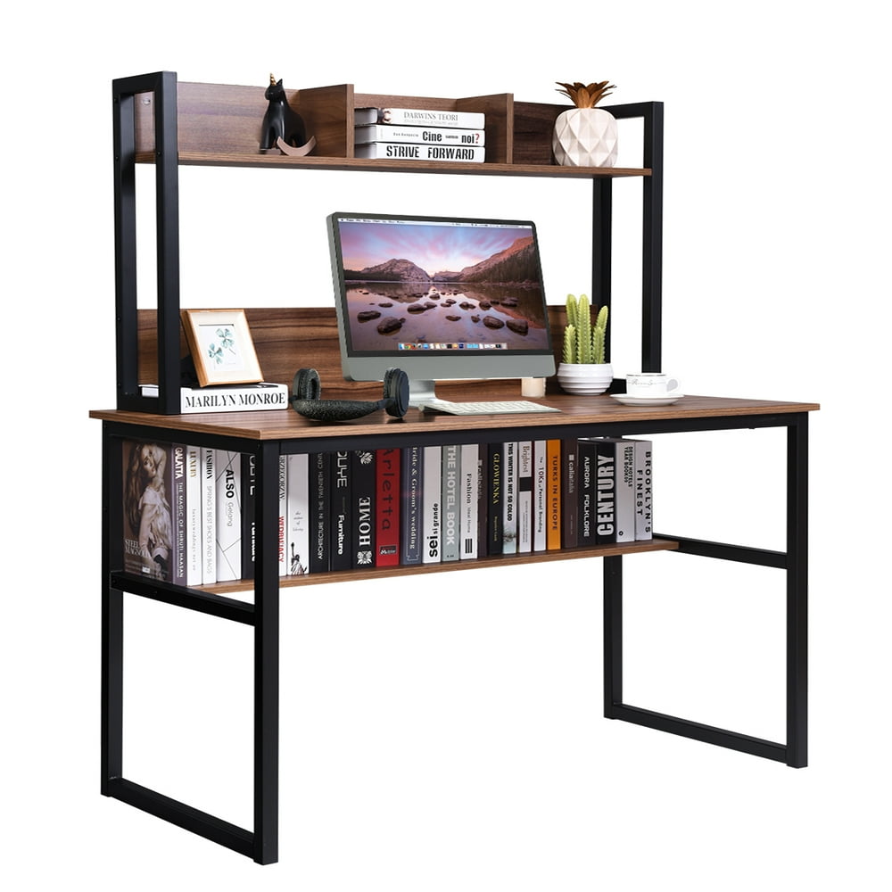 Costway Computer Desk with Hutch Bookshelf Storage Wrting Desk Home