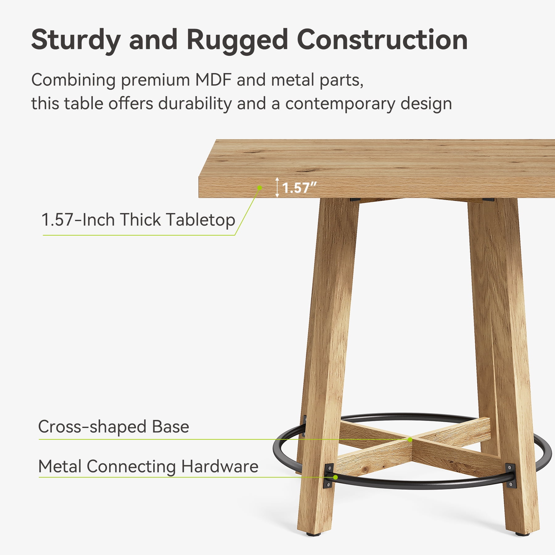 Fnova 31.5" Modern Dining Table for 2-4 People, Square Kitchen Table for Small Space, Kitchen, Dining Room, Brown