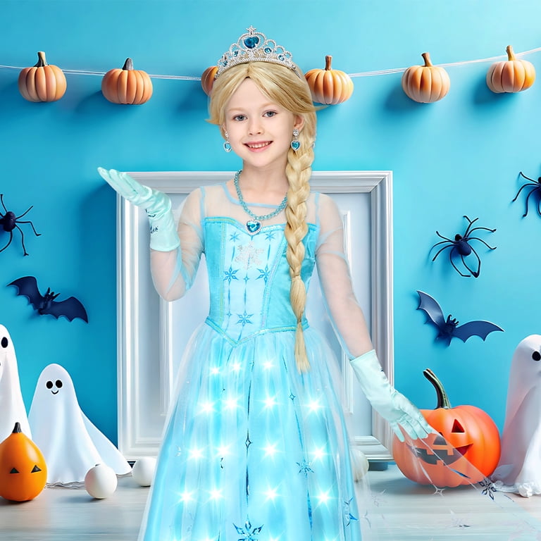 princess dress that lights up 3-8T Dresses for Girls Kids, Light Costume Cosplay Halloween Party Up Christmas Wedding Formal Birthday Party Dress up your little girl in the DOLNOW multicolored princess cape and tutu set Joyfy Halloween Ice Princess Dress