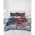thumbnail image 2 of Independence Day 3 Piece Quilt Bedding Set with 2 Pillow Shams, Oil Painting Blue White Red Firework USA Flag Lightweight Bedspread Coverlet, Soft Breathable All Season Quilt, 79 x 90 Inch, 2 of 6