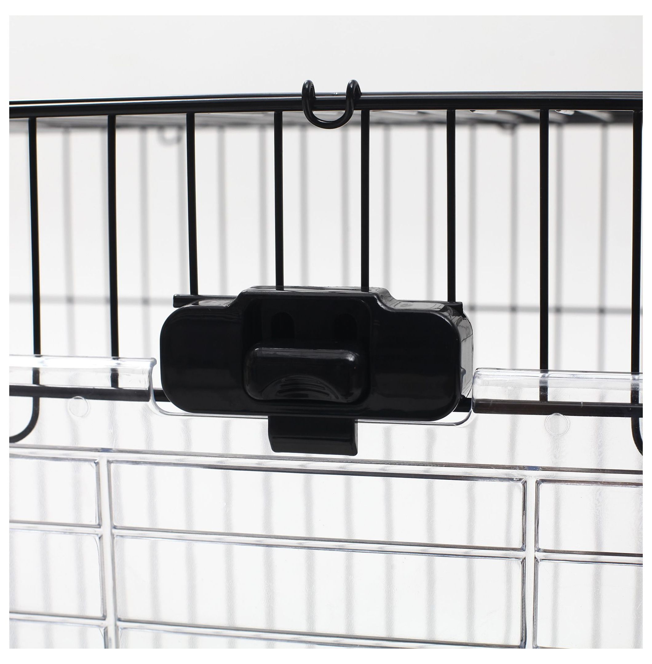 Small Animal Cage 2-Level Rabbit Hutch with Wheels Removable Tray Black for Bunny Chinchillas