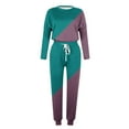thumbnail image 4 of CHOK Womens Sport Set Long Sleeve Patchwork Color with Loose Cozy Petite Sweatpant Trendy Fall Winter Suits (X-Large  Pink), 4 of 5