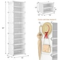 thumbnail image 3 of 10 Tiers Tall Shoe Rack 20 Pair Shoe Organizer Narrow Shoe Rack with Door Portable Shoe Storage Cabinet with Hooks Sturdy Plastic White Shoe Shelf for Entryway and Bedroom, 3 of 6