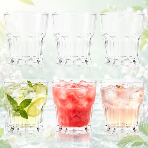 CEYAZYE 6Pcs Plastic Glasses, 6.76 oz Clear Tumblers, 200ML Reusable Coffee Cup, Small Drinking Glasses for Adults, Acrylic Cocktail Cups for Home Camping BBQ