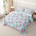 thumbnail image 3 of Erosebridal Soccer Print Cartoon Bow Twin Quilt Set for Boys Girls,Teens Pink Teal Lightning Twin Coverlet Set, 3 of 7