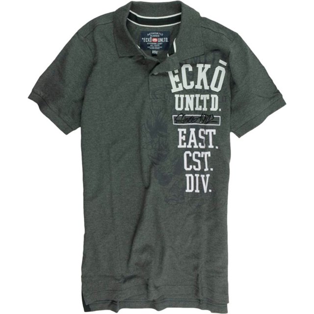 Ecko Unltd. Polo de rugby con números verticales SS para hombre, gris, XXX-Large