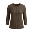 thumbnail image 5 of Noric Women's 3/4 Length Sleeve Tops Crew Neck Ribbed Knit Pullover Casual Loose Fit Lightweight Blouse, 5 of 7