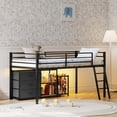 thumbnail image 2 of Zimtown Twin Size Low Loft Bed with Toy Storage and Shelf, Floor Bunk Bed Frame with LED Light, Black, 2 of 9