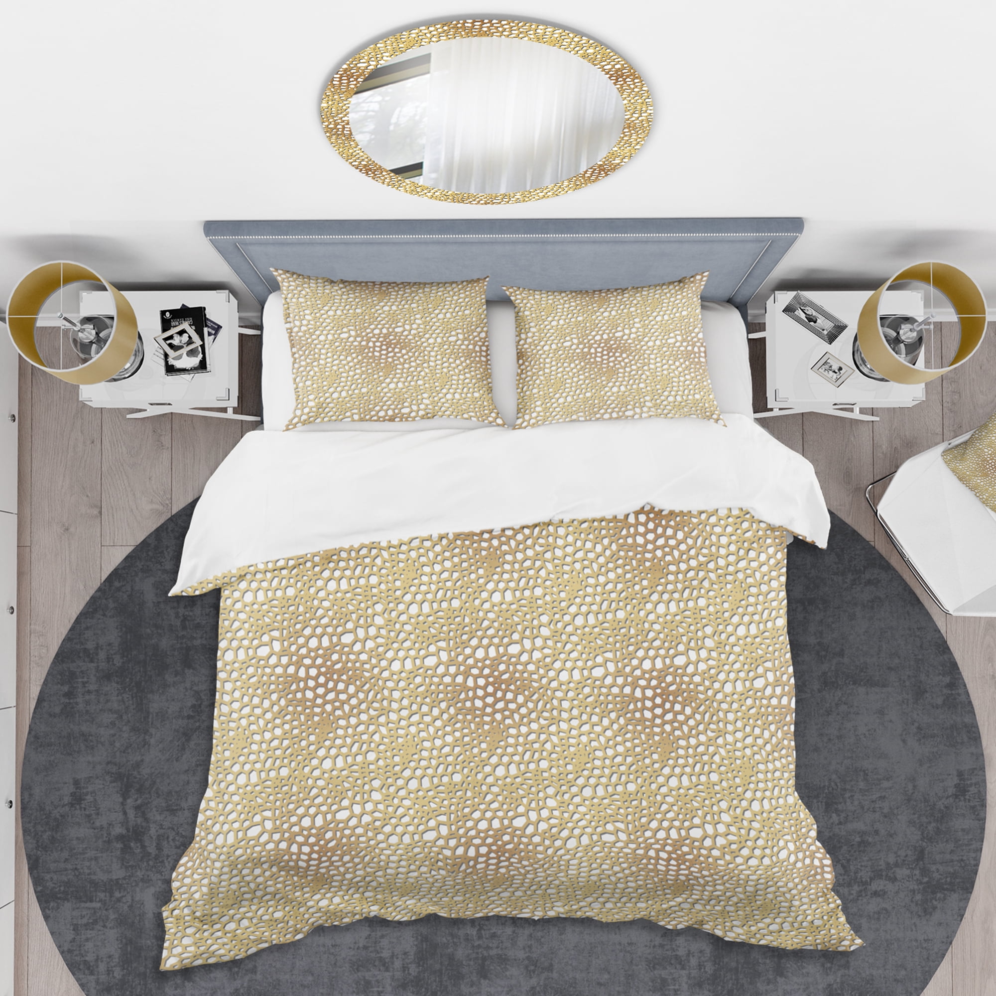 Designart 'Golden Maze' Mid-Century Modern Duvet Cover Set