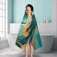thumbnail image 6 of Teal Marble Gold Wave Pattern Hooded Bath Towel，50"x30" for Ages 3 To 12 Kids, Quick Dry Lightweight Soft Microfiber Hood Beach Towel Cover Up for Kids, 6 of 7
