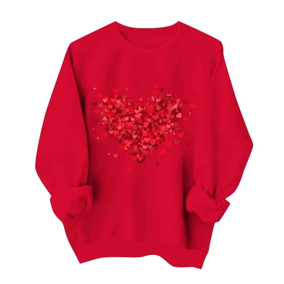 Valentines Sweatshirts for Women Cute Love Heart Shirts Long Sleeve Crewneck Pullover Tops Valentine's Day Outfit