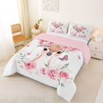 thumbnail image 2 of Castle Fairy Watercolor Floral Deer Butterfly Queen Comforter Set 3 Pieces,Dreamy Rose Flowers Animal Comforter Sets Queen,Blush White,Pink Reversible,1 Comforter and 2 Pillowcases, 2 of 6