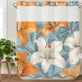 thumbnail image 2 of No Hook Shower Curtain Set with Snap in Liner, Summer Colorful Flower on Blue Waterproof Bathroom Curtain with See Through Top Window, Watercolor Lily Floral Double Shower Curtains for Bathtub, 2 of 9