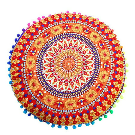 Round Pillow Case Mandala Geometric Meditation Floor Cushion