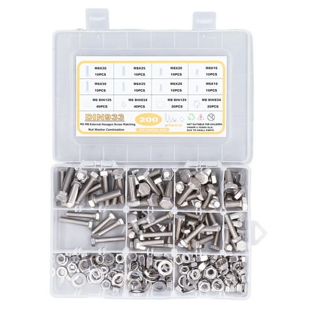 

Hex Machine Screws Set Hex Screw Washers Nuts Kit Corrosion Resistance 304 Stainless Steel For Repairing Furniture