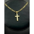 thumbnail image 4 of Small Cross Necklace Pendant CZ 14K Gold Filled Womens Kids Crucifix Figaro Chain 17x10, 4 of 10