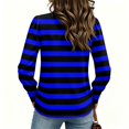 thumbnail image 5 of Stralyhd Long Sleeve Shirts for Women Trendy Striped Crewneck Puff Sleeve Button Cuff Pullover Soft Dressy Casual Blouses Fall Fashion Clothing Blue XL, 5 of 5