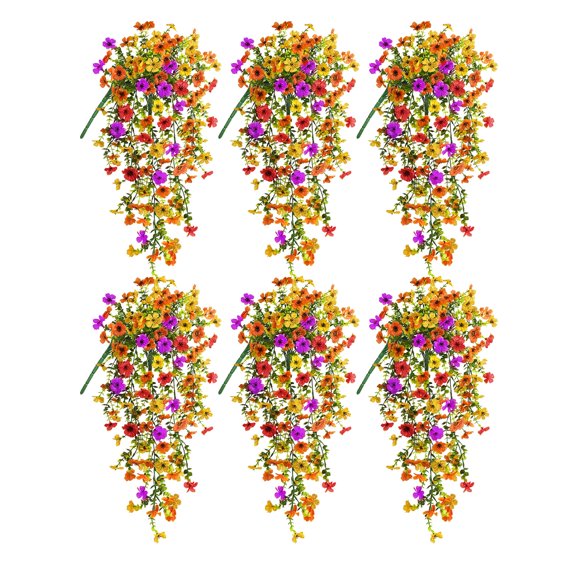 VVYXX 6 Pcs Artificial Hanging Flowers Outdoor Summer Fall Decor UV Resistant Fake Flower Plant Outside Garden Porch Patio Wedding Decor,Multicolor
