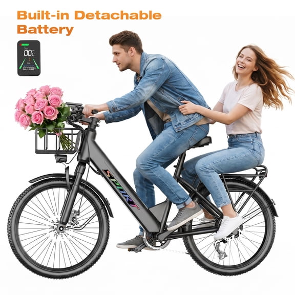 Electric Bike for Adults, 750W Motor, 26" Tires, 25MPH Electric Mountain Bike, 48V 15AH Removable Battery, 7-Speed with Front Suspension,UL2849