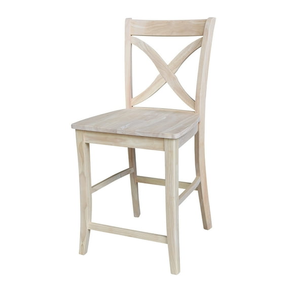 International Concepts Vinyard Unfinished Solid Wood 24 in. Counter Height Stool