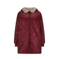 thumbnail image 4 of Hueook Coats Women Puffer Jacket with Hood Thicken Women's SolidLong Sleeved HoodedJacket Red L, 4 of 8