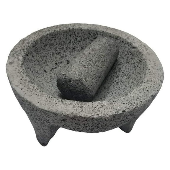 Made in Mexico Genuine Mexican Manual Guacamole Maker Volcanic Lava Rock Stone Molcajete/Tejolote Mortar and Pestle Spices Grains 8" Large