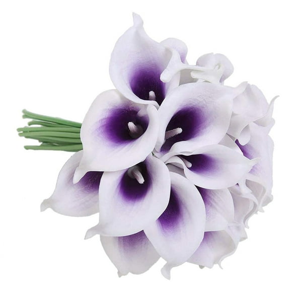 48Pcs Artificial Calla Flowers for DIY Centerpieces Home Decor(Purple in White)