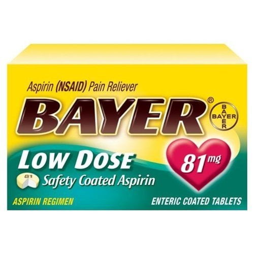 2 Pack Bayer Low Dose Safety Coated Aspirin 81mg 32 Tablets Each