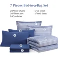 thumbnail image 2 of Amberspace Reversible Checkered 7-piece Bed in a Bag Comforter Set with Sheets,Ocean Blue,Full, 2 of 8