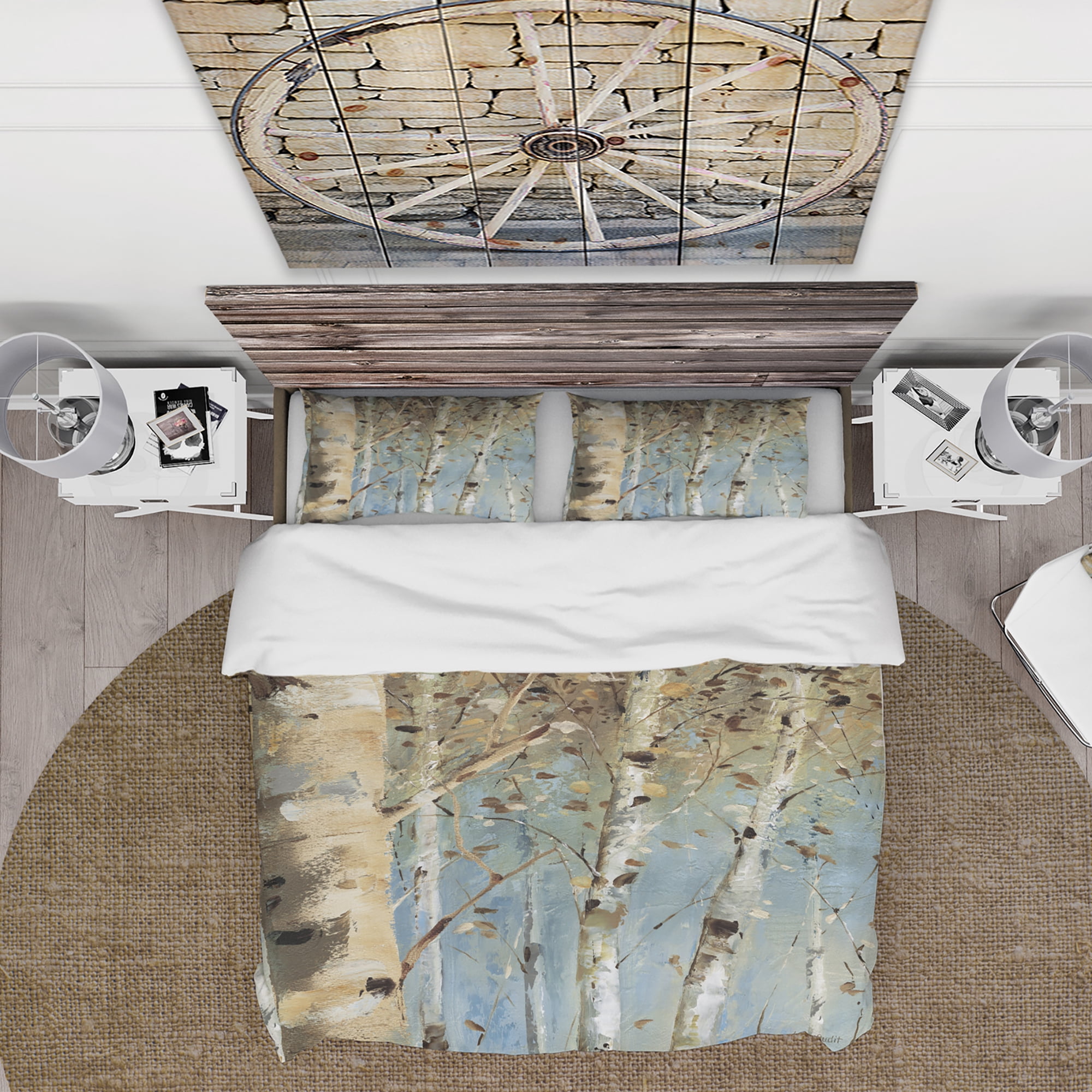 Designart 'White Birch Forest I' Farmhouse Duvet Cover Set