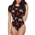 thumbnail image 1 of Balery Fire Fighting Body de cuello redondo de manga corta para mujer Tops de manga corta Tops básicos-Medium, 1 of 7