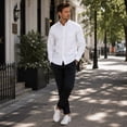 thumbnail image 6 of Men's Oxford Shirt Solid Casual Button Down Collar Shirts Long Sleeve Dress Polo Shirts with Pocket, XL, 6 of 6