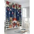 thumbnail image 3 of Blue Christmas Small Stall Shower Curtain, Waterproof Shower Curtains for Bathroom, Winter Gnomes Poinsettia Pine Tree Branches Washable Fabric Cloth Bath Curtain for Bathtub with Hooks 36x72 Inches, 3 of 6