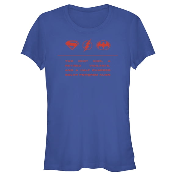 Junior's The Flash Two Idiot Kids Quote Graphic Tee Royal Blue Small