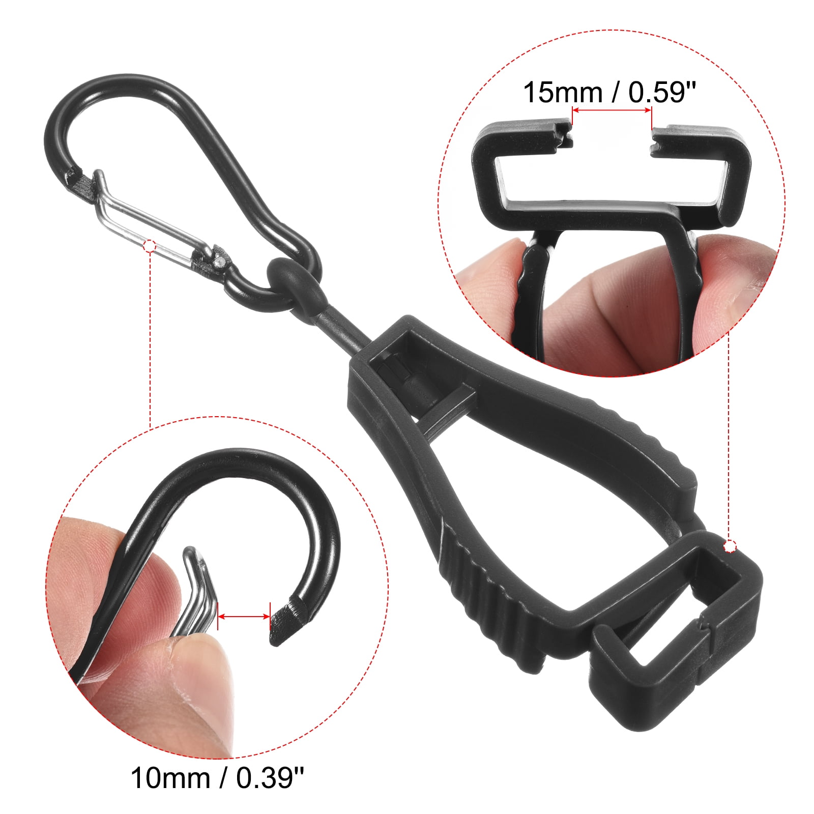Unique Bargains Glove Keeper Helmet Grabber Catcher Clips Holder Black