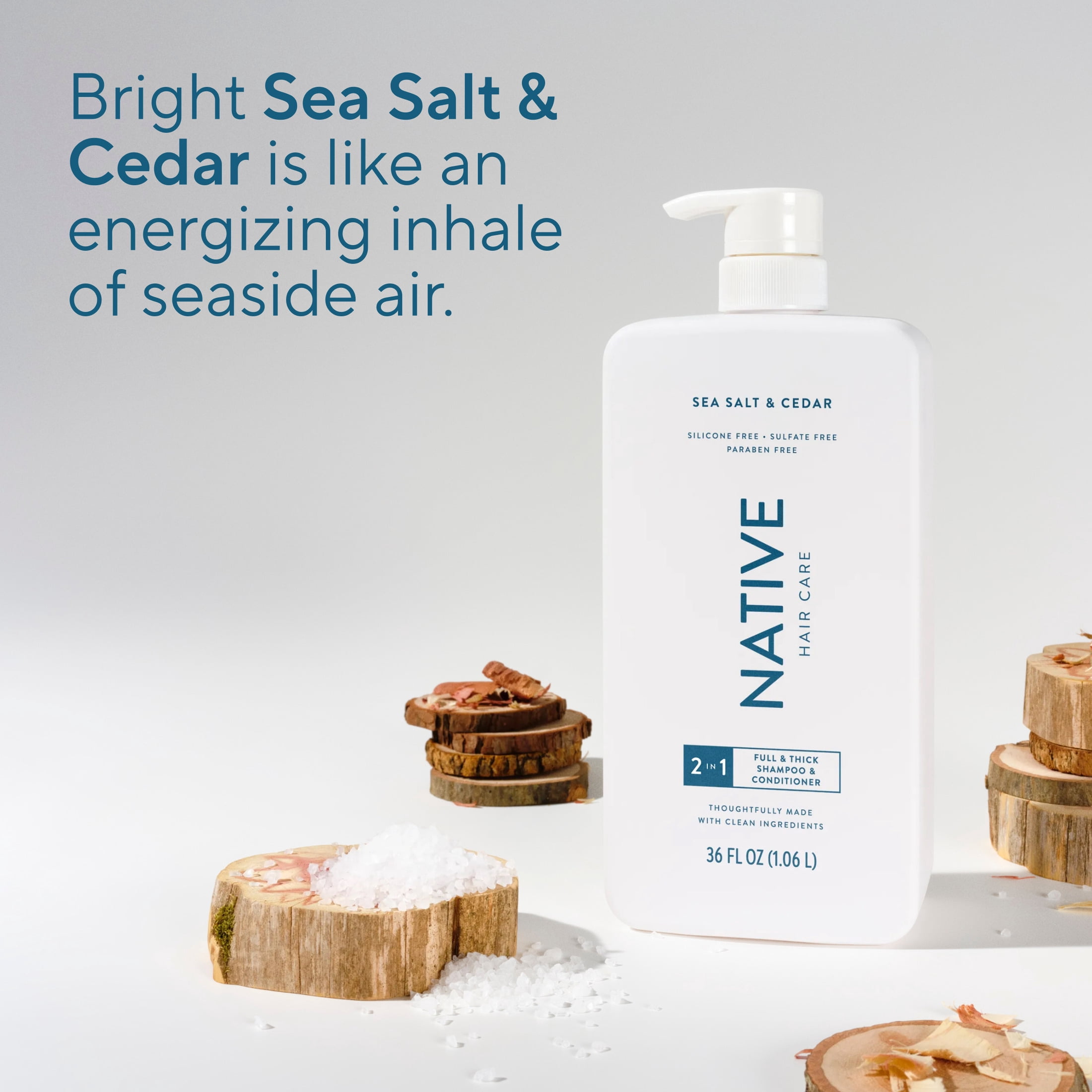 Native Full and Thick 2-in-1 Shampoo and Conditioner Sea Salt and Cedar 36 fl oz