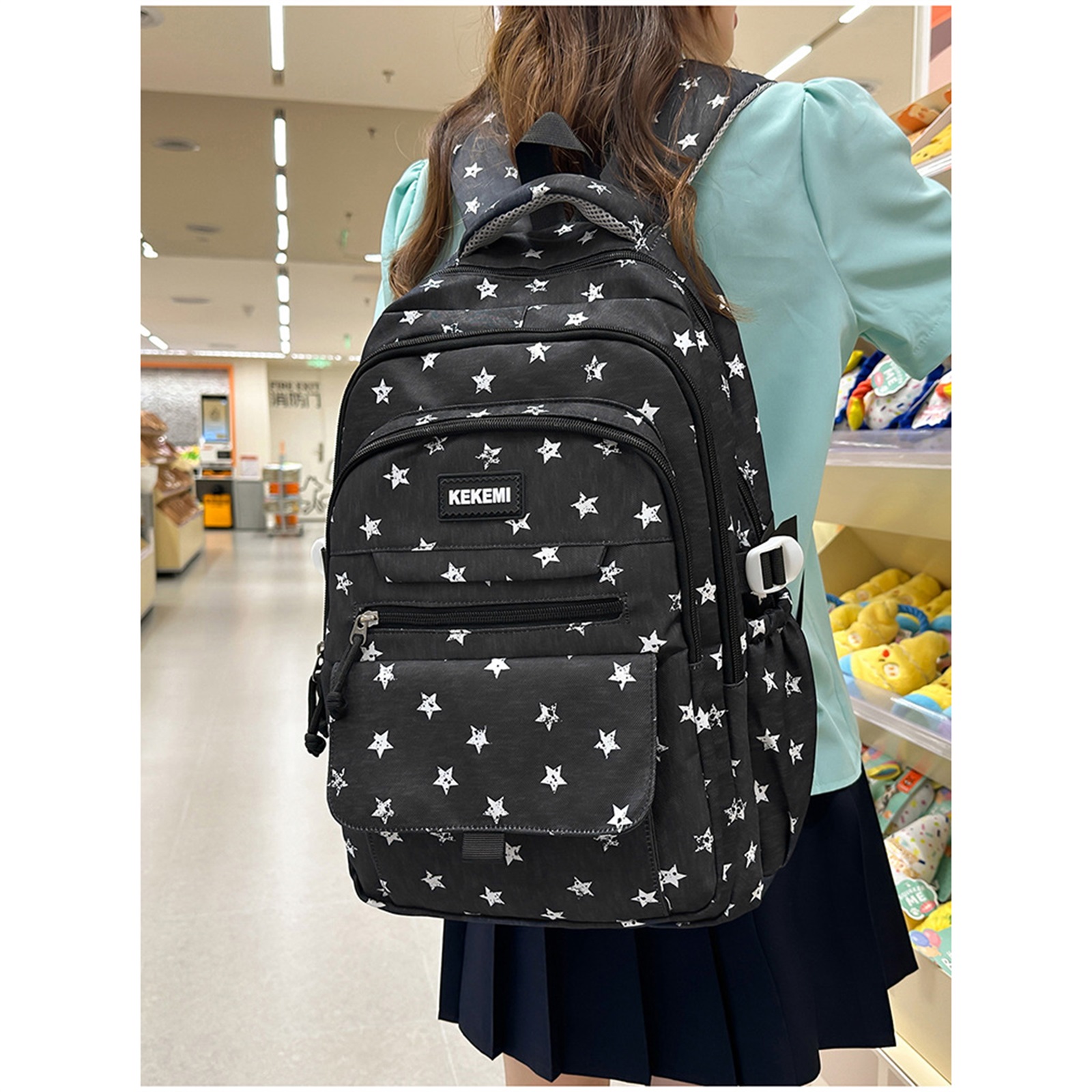 Mochila escolar para niñas y niños, para primaria y secundaria, para viajes, para edades 6-14 (negro) 4