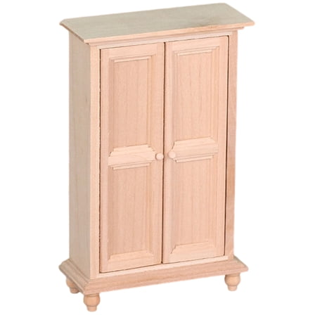 Handcrafts Wooden Doll House Wardrobe With Double Door Design BedRoom Scene Decoration For Miniature Doll House Collection