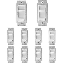 Leviton 6674-P0W SureSlide Universal 150-Watt LED and CFL/600-Watt Incandescent Dimmer, White, 10 Pack