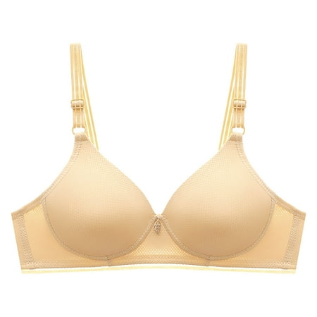 

SELONE 2023 Everyday Bras for Women Push Up No Underwire Everyday for Sagging Breasts Printing Gathered Together Daily Underwear No Rims Nursing Bras for Breastfeeding Sports Bras for Women Khaki L