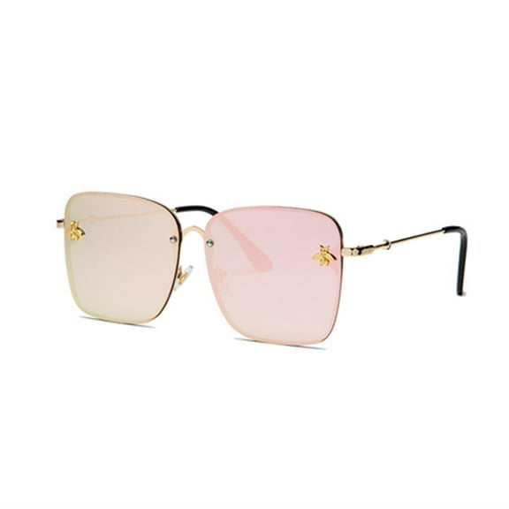 Retro Square Sunglasses Women Bee Metal Frame Oversized Fashion Gradient Sun Glasses Female UV400