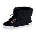 thumbnail image 2 of Taylonsss Women's Round Toe Front Lace-Up Flat Ankle Snow Boots with Faux Fur Cuff and Non-Slip Sole for Winter Comfortable Thickened Fleece-Lined Warm Water-Resistant Casual Boots, 2 of 5