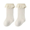 thumbnail image 1 of Baby Boy Girls Toddlers Indoor Solid Slipper Shoes Antislip Socks Booties First Lace Ruffle Socks 3 Pair, 1 of 3